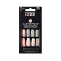 KISS Masterpiece One-Of-A-Kind Luxe Manicure, Premium Acrylic Fake Nails with Pink Gel Nail Glue, Manicure Stick, Mini Nail File, & 30 Glue On Nails Including 12 Accent Nails