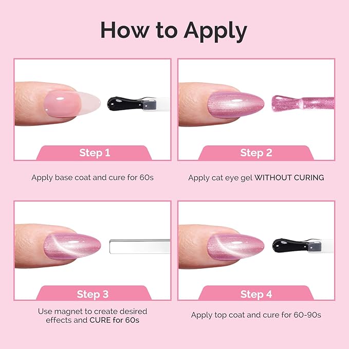 MelodySusie Pearl Cat Eye Gel Nail Polish, 0.5 Fl Oz Bubblegum Pink Glitter Holographic Magnetic Nail Polish with Magnet, UV Nail Polish for Nail Art Manicure Salon DIY at Home G1603