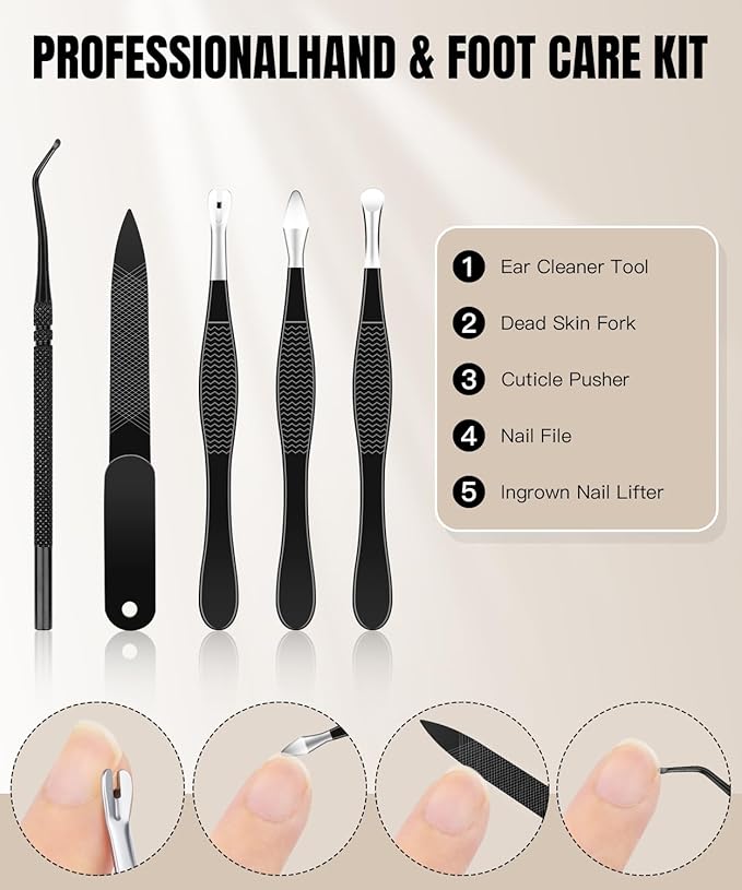 Toenail Clippers for Thick Nails - Ingrown Toenail Removal Kit - 12Pcs Podiatrist Grade Toe Nail Clippers for Seniors Men Women - Professional Home Pedicure Tools for Feet