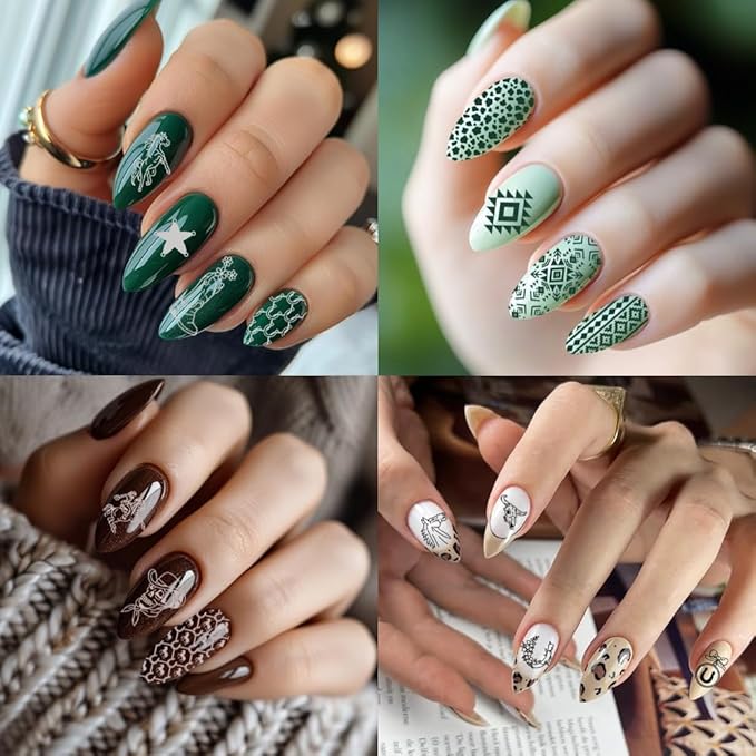 PH PandaHall 3pcs Wild West Nail Stamping Plates, 88 Patterns Western-Theme Nail Art Templates Hat Boots Nail Art Stencil Stainless Steel Nail Image Plates for Women Nail Design Print Manicure Salon