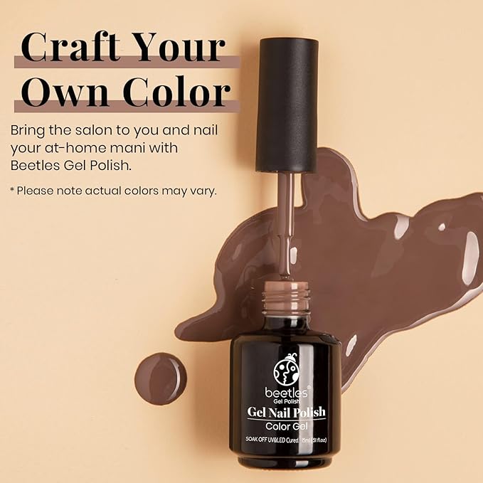 Beetles Brown Gel Nail Polish – 15ml Dark Brown Gel Polish, Soak Off Uv LED Nail Lamp Nail Art Manicure Gift for Women