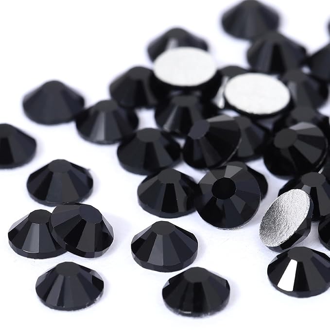 Novani Black Rhinestones, Flatback Crystal Loose Gemstones 1440pcs Glass Rhinestones for Clothes Shoes Crafts Makeup Nail Art and DIY Decorations(SS16, 4mm)