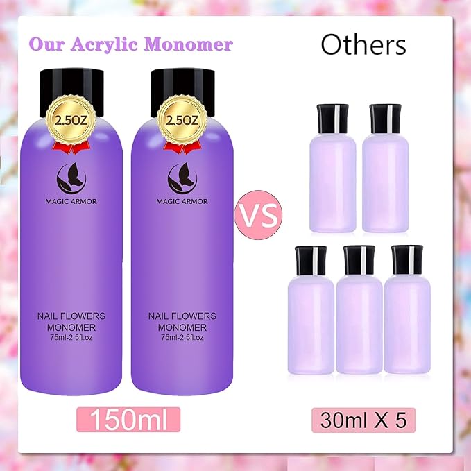 Acrylic Liquid Monomer - 150ml Professional Acrylic Monomer for Nail System Kit, Quick-Dry for Nail Extensions