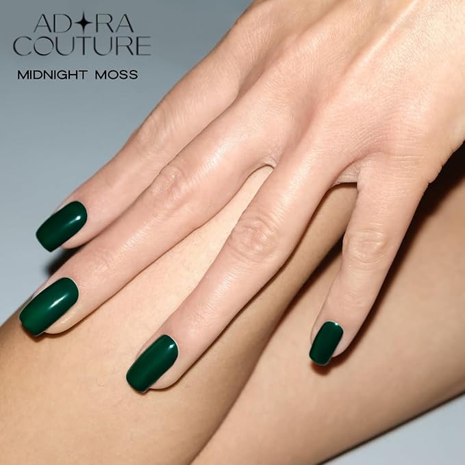 Semi-Cured Gel Nail Strips - 20 Salon-Quality Gel Sticker with UV Light Required, Long Lasting, Easy Application & Removal, Includes Prep Pad, Nail File, Wooden Stick (Green Moss)