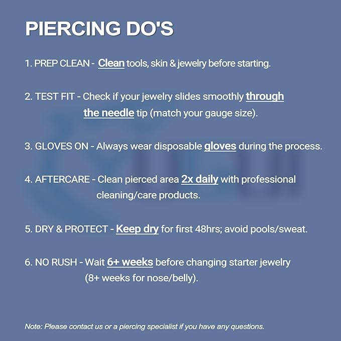 Yugui Nose Piercing Kit 20G Nose Piercing Rings, Nails and 18G Piercing Needles Disposable Piercing Clamps Gloves Clean Pads Home DIY Self Body Piercing Tools Kit Supplies