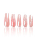LOVFUL Press on Nails Blushing Bride | Handmade with Full Covered Crystals | Reusable Full Cover Nails | Coffin Classic Regular 1.3 in | H21-S