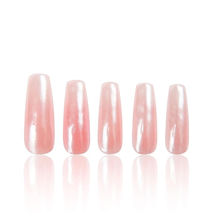 LOVFUL Press on Nails Blushing Bride | Handmade with Full Covered Crystals | Reusable Full Cover Nails | Coffin Classic Regular 1.3 in | H21-S