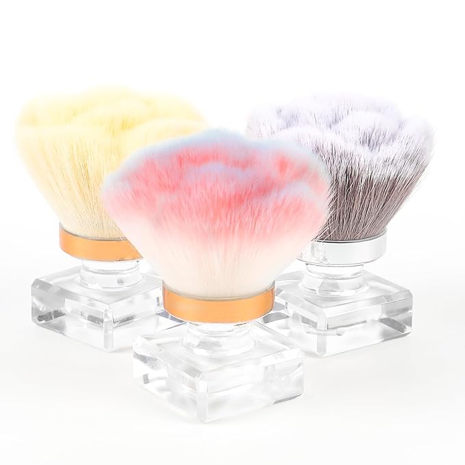 ANGNYA Dust Brush for Acrylic Nails - White Rose Soft Nail Art Powder Remover and Makeup Brush - Manicure Clean Up Tool