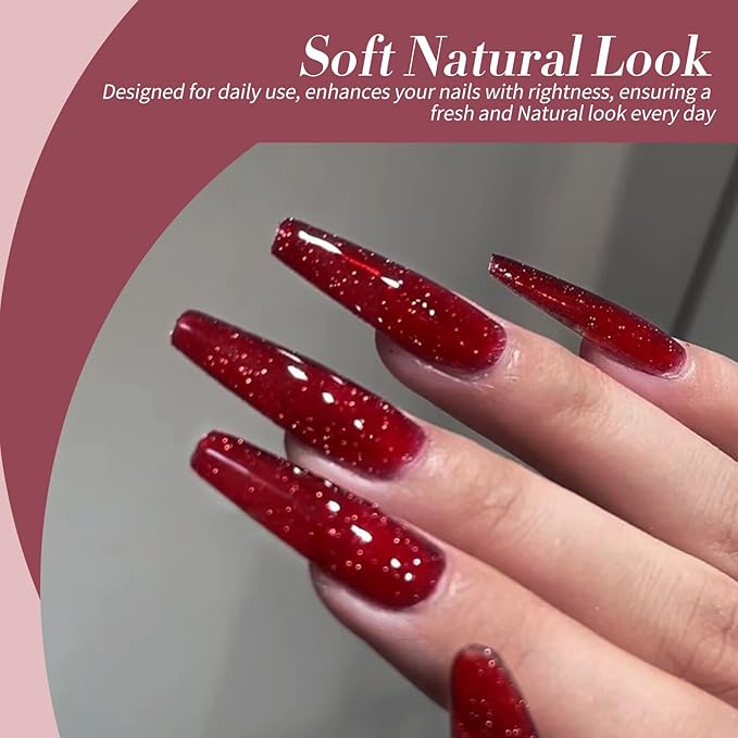 Born Pretty Jelly Red Burgundy Gel Nail Polish Valentine's Day Ruby Blood Red Glitter Cat Magnetic Eye Gel Nail Polish Wine Gel Polish Collection Soak Off U v Led Gel Nail Kit Minicure DIY Gift 6PCS