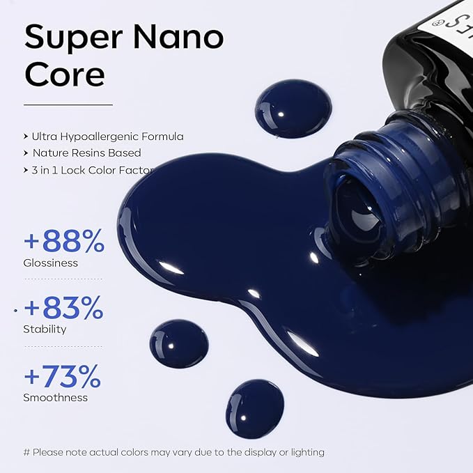 modelones Blue Gel Nail Polish, Navy Blue Deep Color Soak Off LED UV Lamp DIY Decoration Manicure Art Design Salon at Home15ML