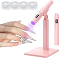 Mini UV Light for Nails,Pink Portable Small Handheld UV Light for Gel Nails,Cordless Rechargeable Flash Cure Lamp,Squish Pen Gel Lamp with Stand for Home/Manicure/Salon,Nail Supplies/Tools/Accessories