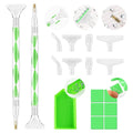 Rhinestone Picker Tool Kit: 2Pcs Rhinestone Picker Handle, Dual-Ended Rhinestones Applicator Bedazzling Tools Pen with 12 Upgraded Plastic Replacement Tips, Clay Nail Art Craft (Green)