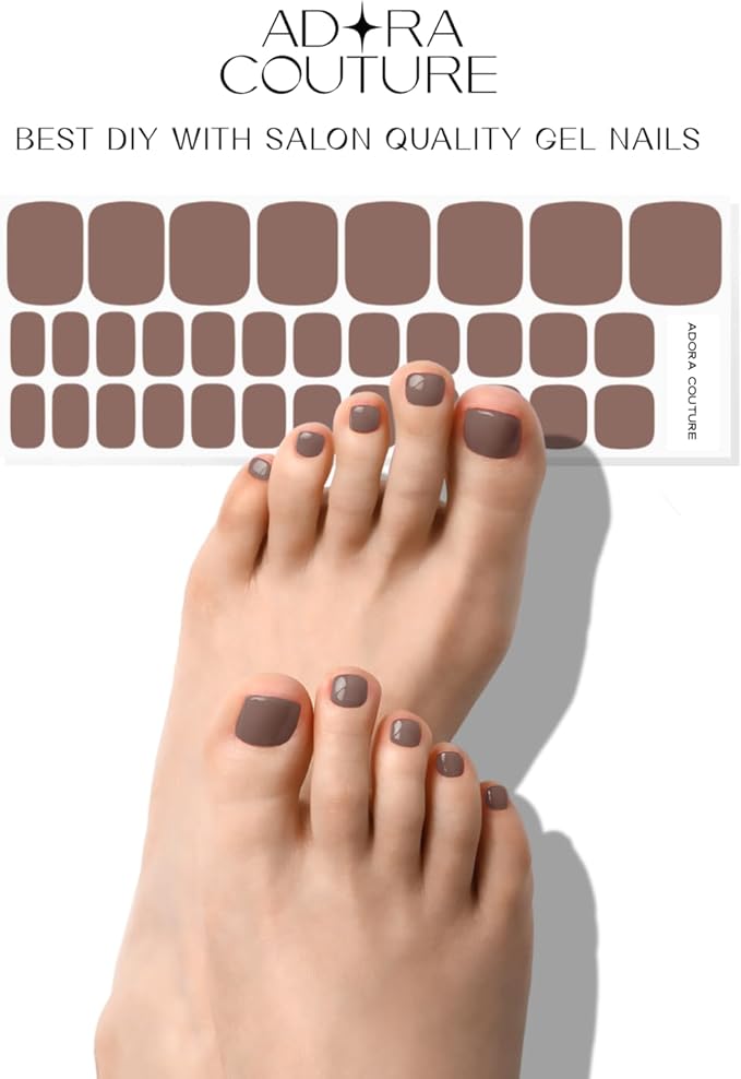Semi Cured Gel Nail Strips – 32 Pcs Gel Pedicure Stickers - UV Nail Wraps for Toenails, Easy Application, Long Lasting, Salon Quality & UV Light Required - Coral Sand P