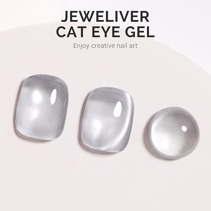 MelodySusie Jeweliver Cat Eye Gel Nail Polish, Bright Fine Silver Glitter Holographic Magnetic Nail Polish with Magnet, 0.5 Fl Oz, UV Nail Polish for Nail Art Manicure Salon DIY at Home G1080