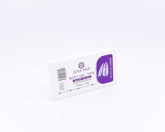 Soft Gel Nail Tips Full Cover Nail Tips Kit for Soak Off Nail Extensions, 550 Pcs Clear Soft Pre-buff PMMA False Press on Nail Tips, 11 Sizes - 10 Shapes to choose from (Almond Long)