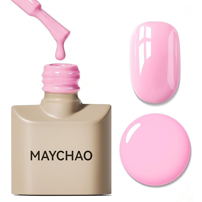 MAYCHAO 15ML Gel Nail Polish 1Pc Pink Gel Polish Soak Off UV LED Nail Lamp Curing Nail Polish for Nail Art Manicure Salon DIY at Home, 0.5 OZ