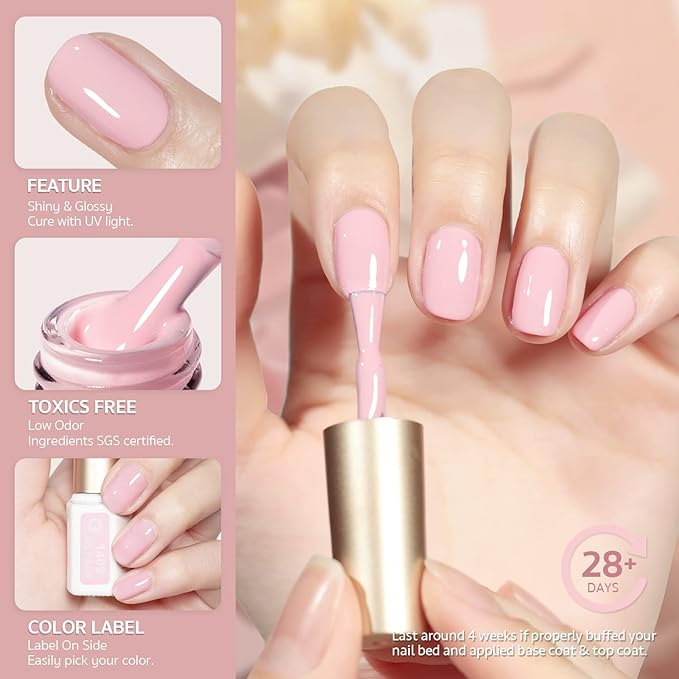 GAOY Pink Nude Gel Nail Polish Set, 6 Neutral Colors Jelly Milky White Soak Off UV Light Cure Gel Polish Kit for Salon and Nail Art DIY at Home