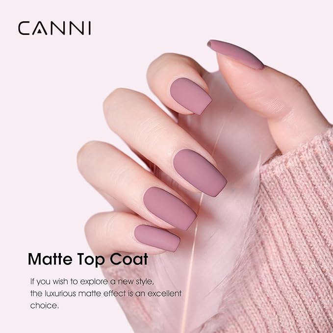 CANNI 2 Pcs 9ml Gel Top Coat Matte Top Gel Polish Set - Shine Finish and Long Lasting, Soak Off LED Nail Lamp Gel DIY Nail Salon Manicure Gifts for Women