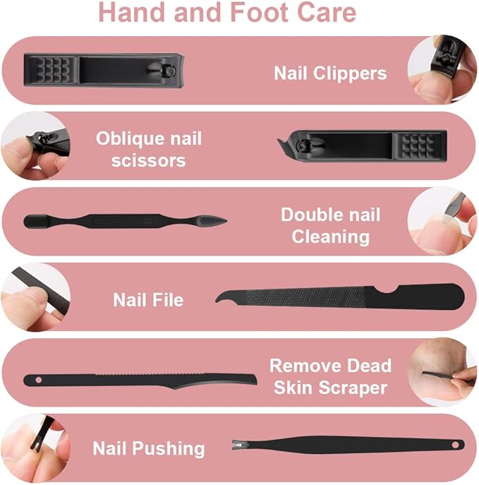Nail Clippers Set and Manicure Set - Professional Stainless Steel Nail Kit, Manicure Kit, Nail Care Kit with Travel Case, File, Tweezers, Grooming Kit - Ideal Gift for Women and Men (10PCS) by OKOM