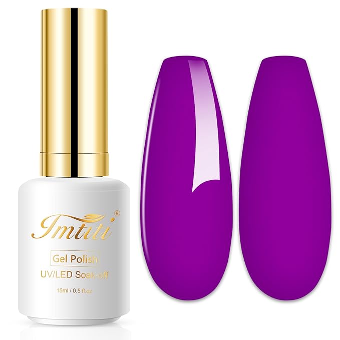 Imtiti Neon Gel Nail Polish, 0.5 Fl Oz Neon Purple LED U V Gel Polish DIY Nail Art Starter Kit for Women Girls
