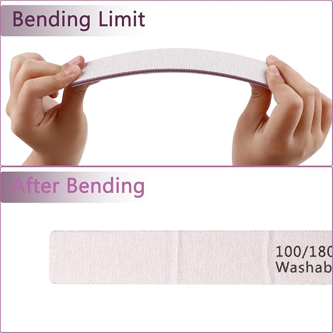 24 Pack Nail Files, 100/180 Grit Double Sides Professional Reusable Washable Nail File, Emery Boards Manicure Tool for Acrylic Nails