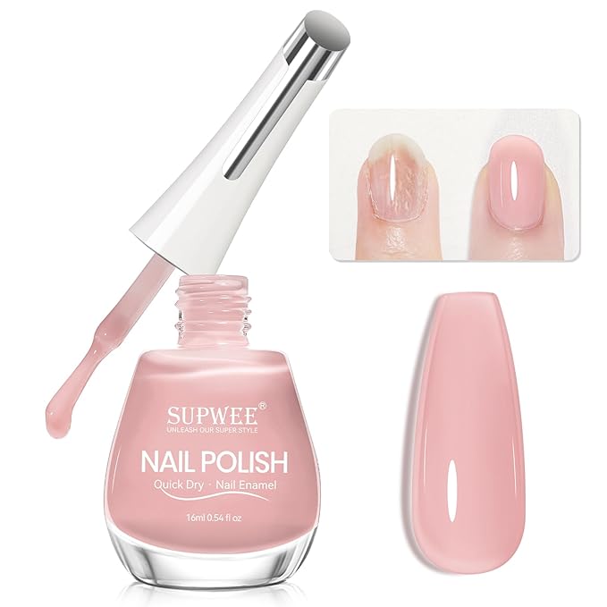 Quick Dry Regular Nude Nail Polish Non Gel, Help Nail Hardener, Strengthener, Strong and Growth, Repair for Thin and Damaged Nails Ridge Filler 0.54 fl.oz