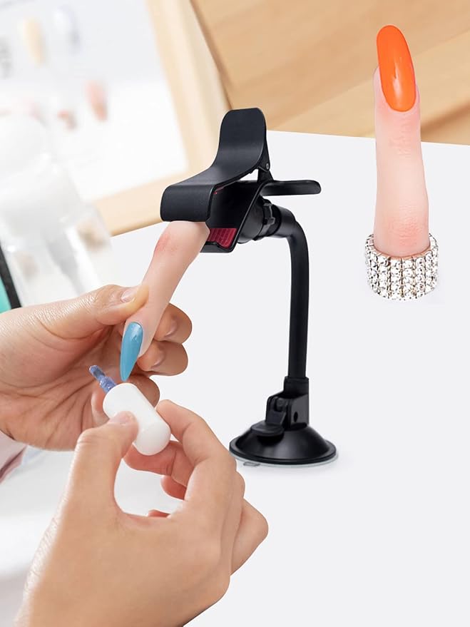 2 Pieces Silicone Practice Fingers for Acrylic Nails, Fake Training Hand Finger Model Flexible Bendable Mannequin Finger, Soft Realistic Joint Nail Practice Fingers with Makeup for Nail Art (Color 1)