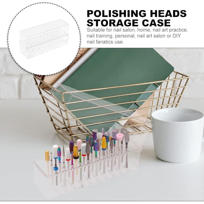Sturdy Nail Drill Bits Box 30 Hole Storage Case Grinding Head Holder Manicure Tool Display
