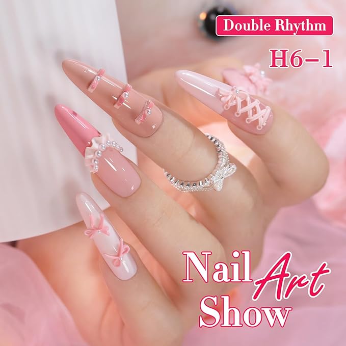 Double Rhythm 6 Pcs Hema Free Gel Polish Set 0.50 OZ Same Color Same Bottle Soak Off Neutral Natural Milky Gel Polish Kit Nail Art Manicure Salon DIY at Home (Nude Pink Beige-H6-1)