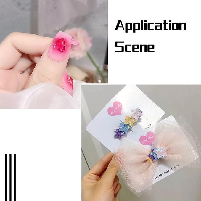 FASHEWELRY 240Pcs 3D Resin Nail Art Decoration Star Flower Heart Cabochons with Glitter Powder Studs for DIY Nail Art Decoration