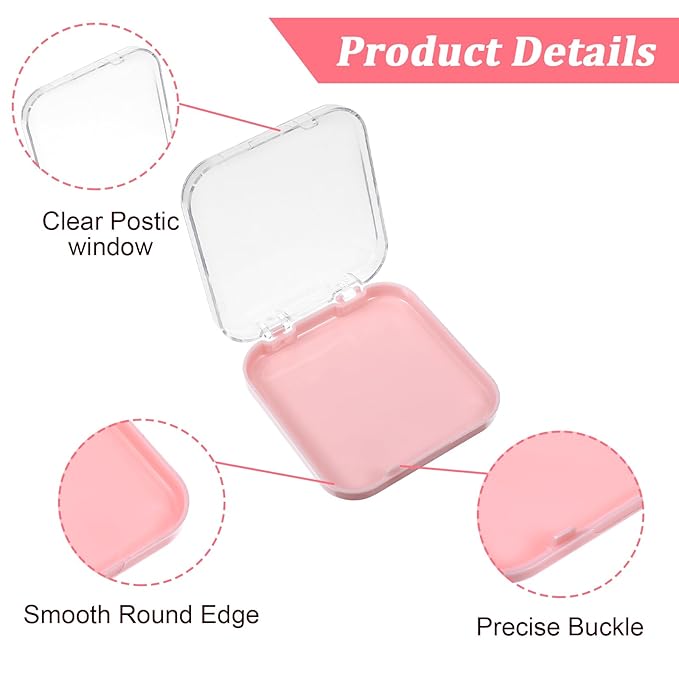 4PCS 2.95" Nail Art Display box Acrylic Press On Nail Storage Box Packaging Box with Adhesive Double Sided Tape for Nail Business Nail Art Nail Salon(Pink)