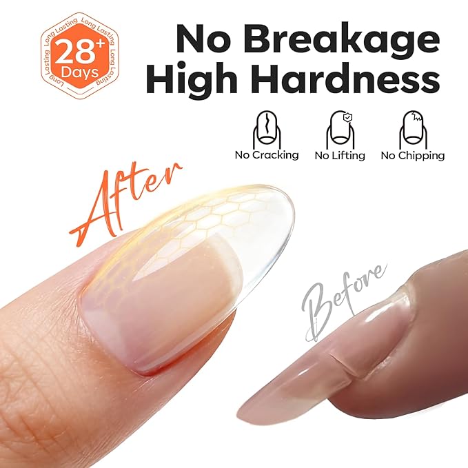 modelones Gel Builder for Nails 2 Colors, 10-in-One Builder Hard Gel Nail Kit Clear Nude with Dual End Brush, Acrylic Clamps, 100PCS Paper Forms for Sculpting Extension Overlays Salon LED Cured