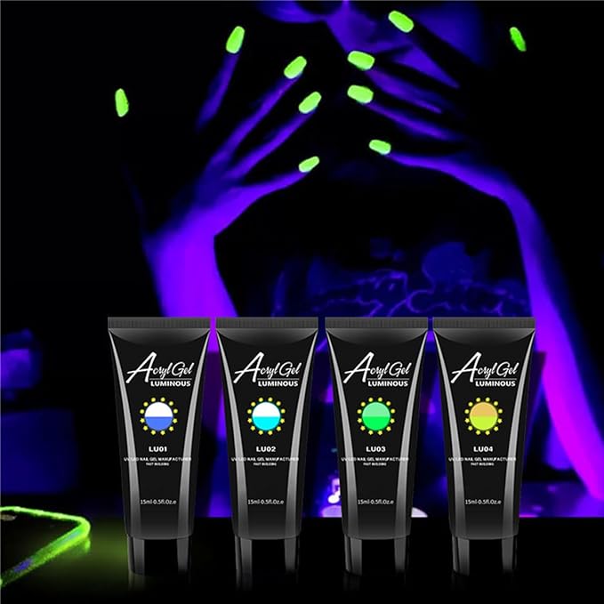 8 Colors Polygel Nail Luminous Poly Gel Nail Kit, Nail Extension Poly Gel Glow In The Dark Builder Gel for Nails Art Professional Neon Manicure Polygel Nail for Women DIY