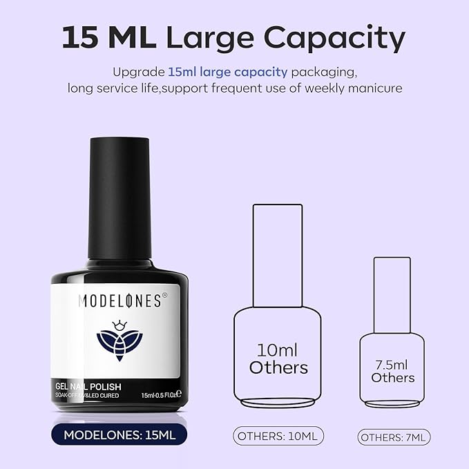 modelones Blue Gel Nail Polish, Navy Blue Deep Color Soak Off LED UV Lamp DIY Decoration Manicure Art Design Salon at Home15ML
