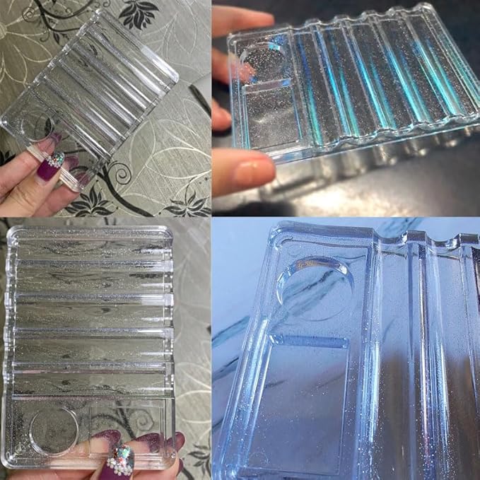 3 Pack Nail Brush Holder Base Stand Transparent Portable Mini Rest with Charms Container for Nail Art Brushes Drawing Pencil Painting Pen Liner Rhinestone Gems DIY Manicure