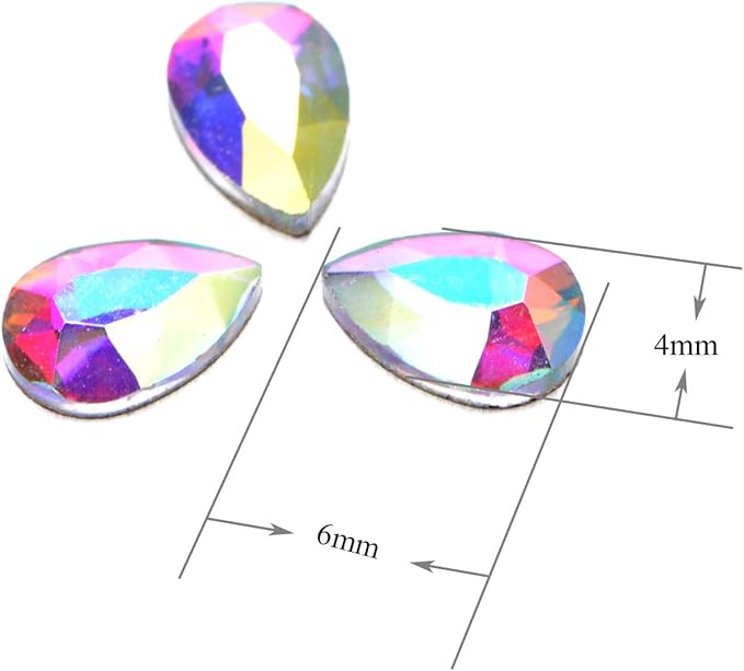 AD Beads Top Czech AB Crystal Flatback Rhinestone Nail Art Decoration Multi Shape (S02 Drop 4x6mm, 100 Pcs)