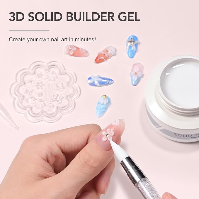 GAOY 60g Solid Builder Gel for Nails, Non-Sticky Hand 3D Sculpting Hard Gel for Nail Art Carving Modeling and Nail Extension, White