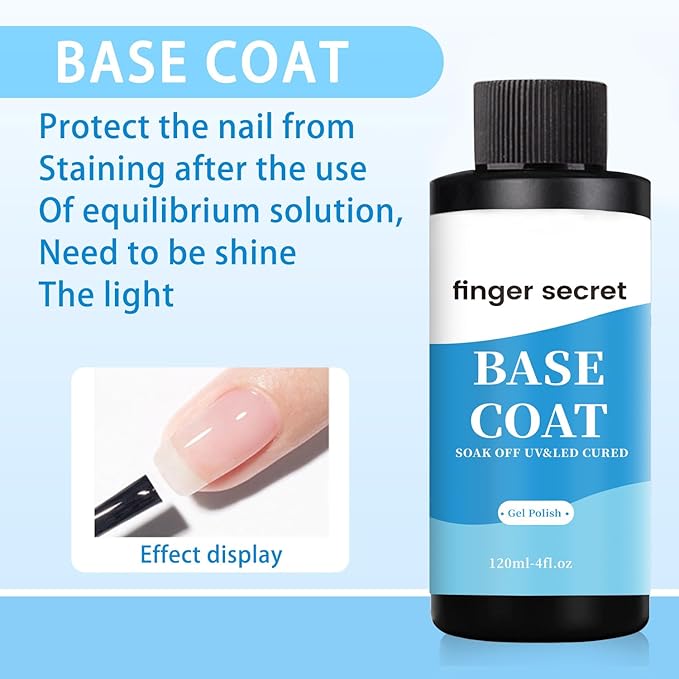 Base Coat Gel Nail Polish,Fast Drying Nail Polish,Nail Supplies for DIY in Salon or Home Use 1 * 120ml/4floz