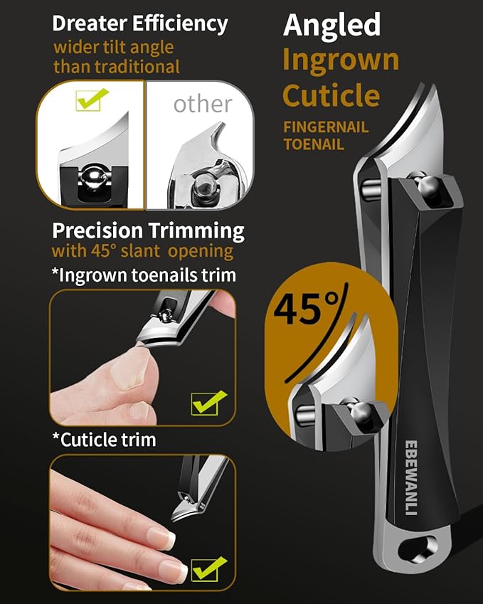 Ingrown Toenail Tool, 6 PCS Stainless Steel Pedicure Tool, Straight Edge and Curved Slanted Nail Clippers Cutters for Ingrown Toenail Correction Removal Kit at Home for Seniors, Men, Women