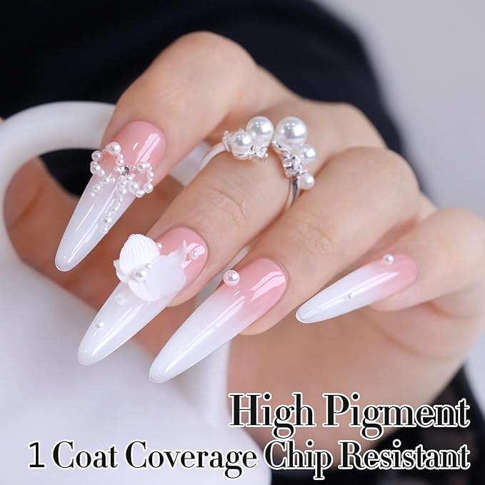 Double Rhythm 2 Pcs 0.50 OZ Gel Polish Hema Free Same Color Same Bottle Translucent Neutral Natural Milky 15 ML Jelly UV Polish Art DIY at Home (Black White-C1366+C1367)
