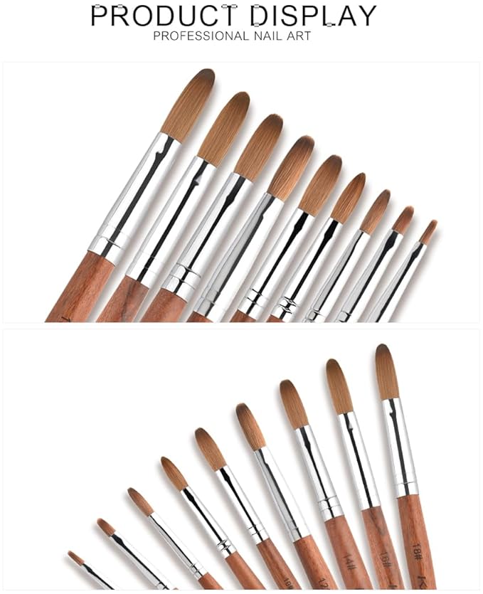 Nail Brush Kolinsky Sable Acrylic Nail Art Brush Professional Red Wooden Nail Brush (6#)