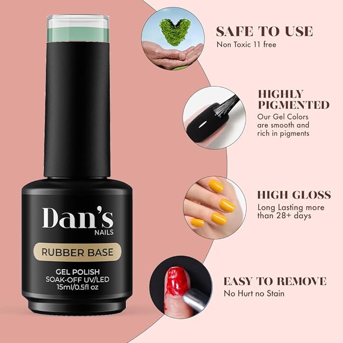 Dan's Nails Rubber Base Gel Polish Coat (Coral)