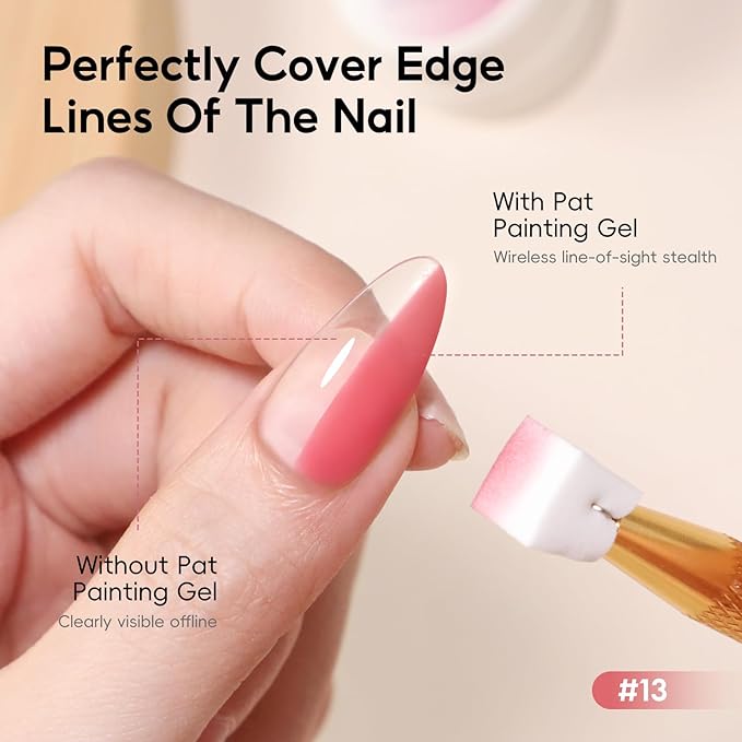 PEACECOLOR Sponge Patting Nail Gel Polish, 9 Colors Painting Ombre Gel with Sponges Beginner Friendly Gradient Nail Art Beauty Gift Sets