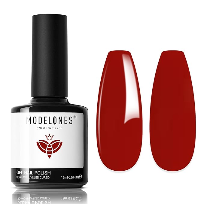 modelones Red Gel Nail Polish Ruby Red Nails Dark Red Gel Nail Polish Soak Off LED Nail Art DIY Salon Manicure 15 ML