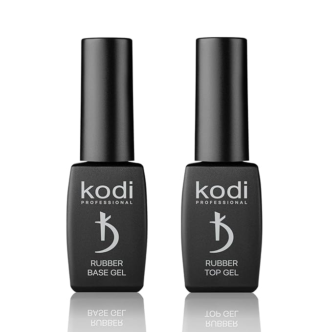 Professional Rubber Top & Base Gel Set By Kodi | 8ml 0.27 oz| Soak Off, Polish Fingernails Coat Kit | For Long Lasting Nails Layer | Easy To Use, Non-Toxic & Scentless | Cure Under LED Or UV Lamp