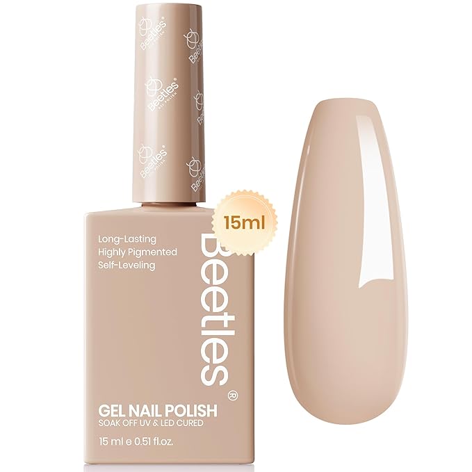 Beetles Nude Gel Polish, 1Pcs 15ml Neutral Nude Gel Polish Brown Beige Tan Nail Polish Cozy Vibes, Soak Off Uv LED Polish Manicure Salon DIY Home Nail Art Colorful Bottle