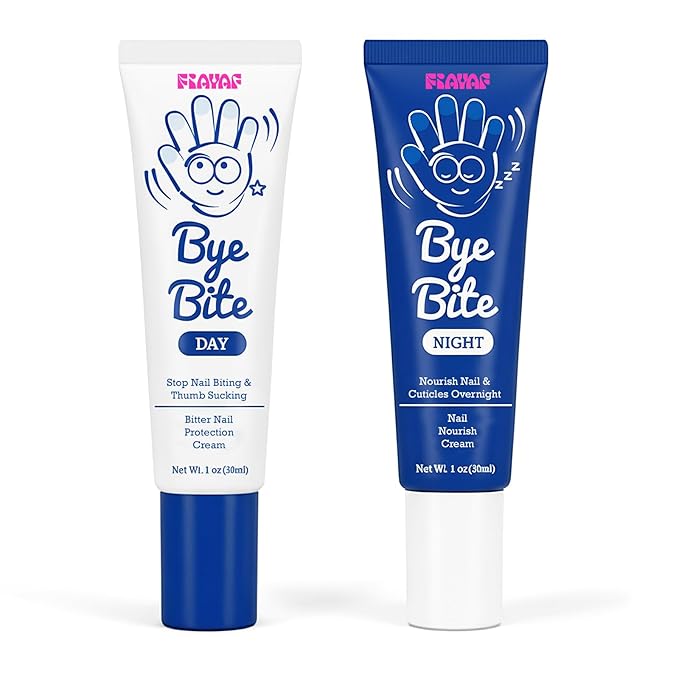 ByeBite Nail Biting & Thumb Sucking Solution – Natural Day & Night Nail Care Duo | Bitter Nail Protection Cream + Nail Nourish Cream | Plant-Based Formula | Helps Encourage Healthy Nail Habits