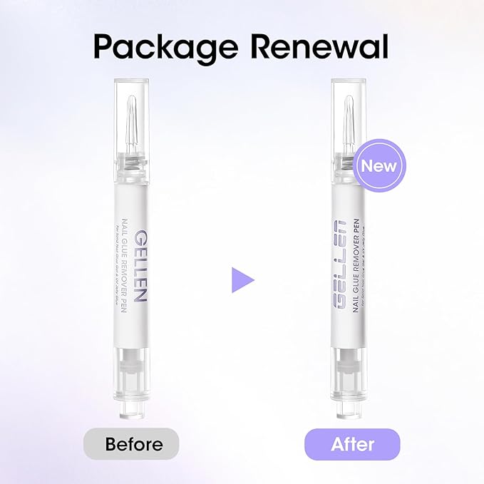 Gellen Nail Glue Remover, 2 Pcs Nail Glue Remover for Press on Nails, Non Acetone Gel Glue Off Remover, 10s Quick Remove for Nail Tips Fake Nails Solid Glue Gel