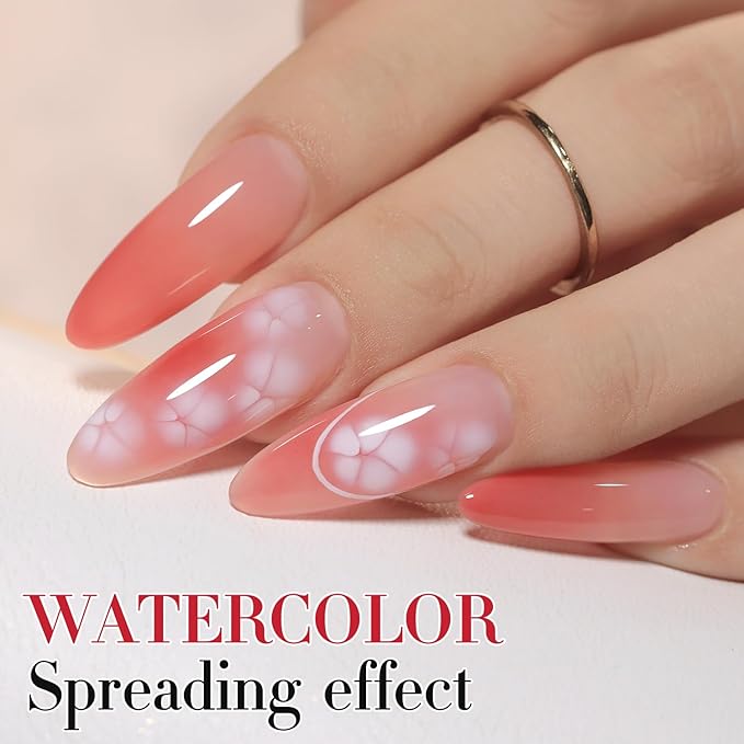 Double Rhythm 2 Pcs 0.5 Oz Blooming Gel Nail Polish Set 15 ml Spreading Effects Clear Gel Nail Polish Kit Nail Art Salon DIY (Bloom Clear)