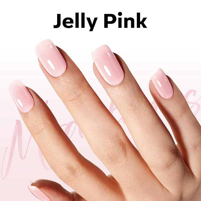 modelones Pink Gel Nail Polish Jelly Nude Pink Gel Polish French Tip Base Colors Sheer Nails Translucent Soak Off U V 15ML